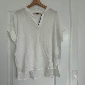 Tommy Hilfiger White Boxy Blouse with Mandarin Collar